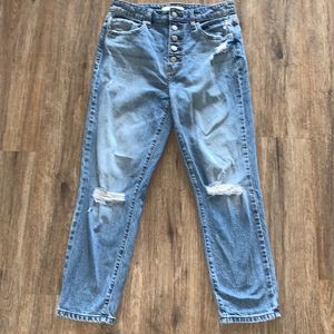 eunina super high rise crop mom jeans junior size 7.